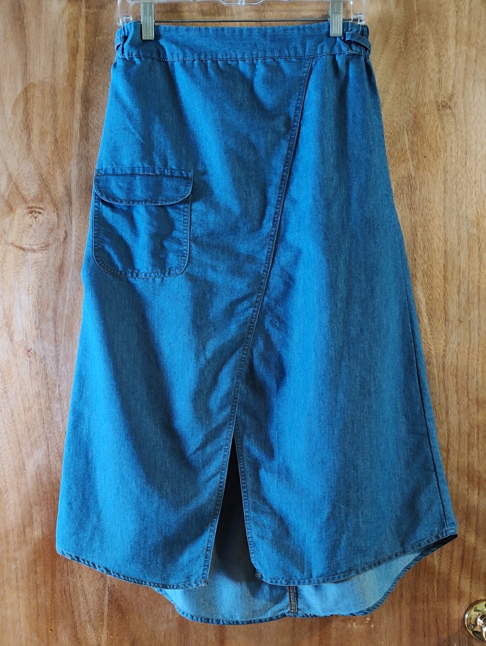 NWOT Anthropologie RD & Koko Chambray Skirt Blue Tie Back Cotton A-Line 70s Med